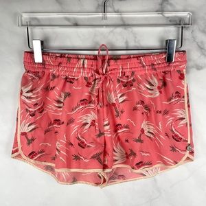 🔥Maison Scotch Cruise Tropical Floral Pull-On Shorts Boho Athleisure Coral S